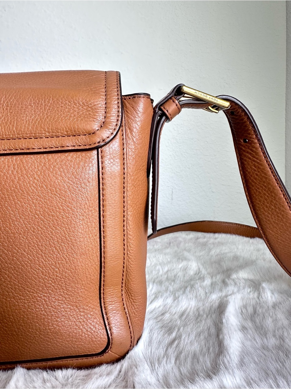 Tory Burch Frances Saddle Bag pebbled leather brown tassel - Picture 11 of 17